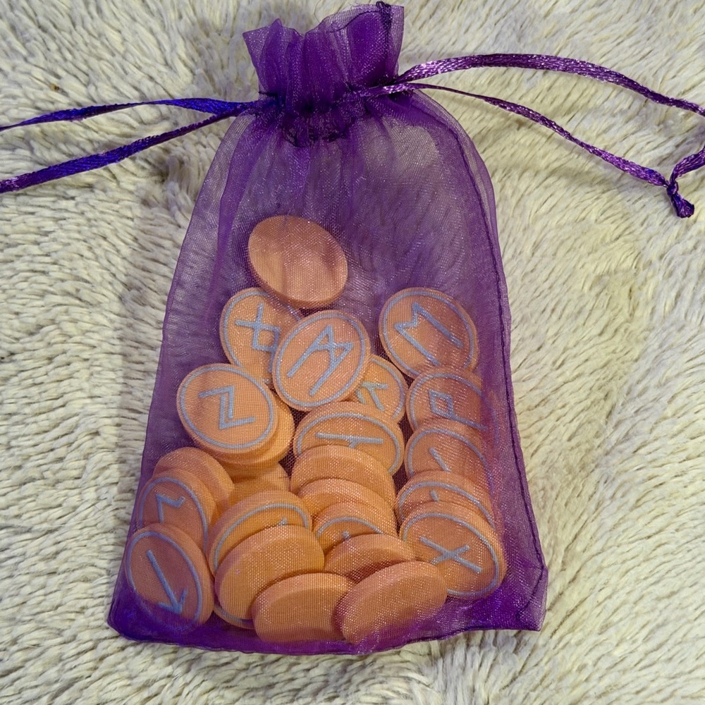 Set of peach and baby blue Elder Futhark Runes